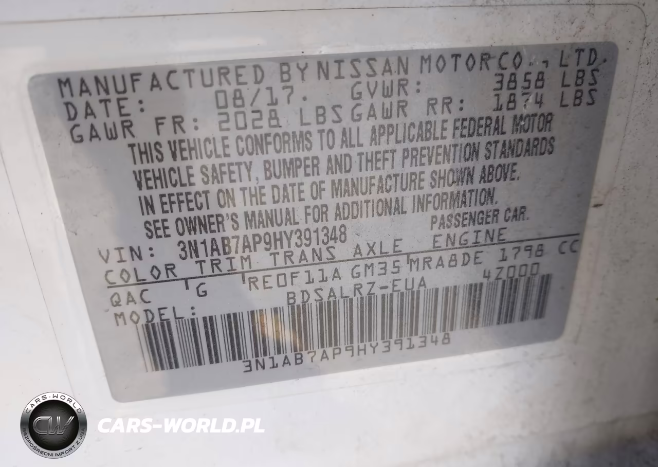 2017 Nissan Sentra Sr VIN:3N1AB7AP9HY391348 - 9