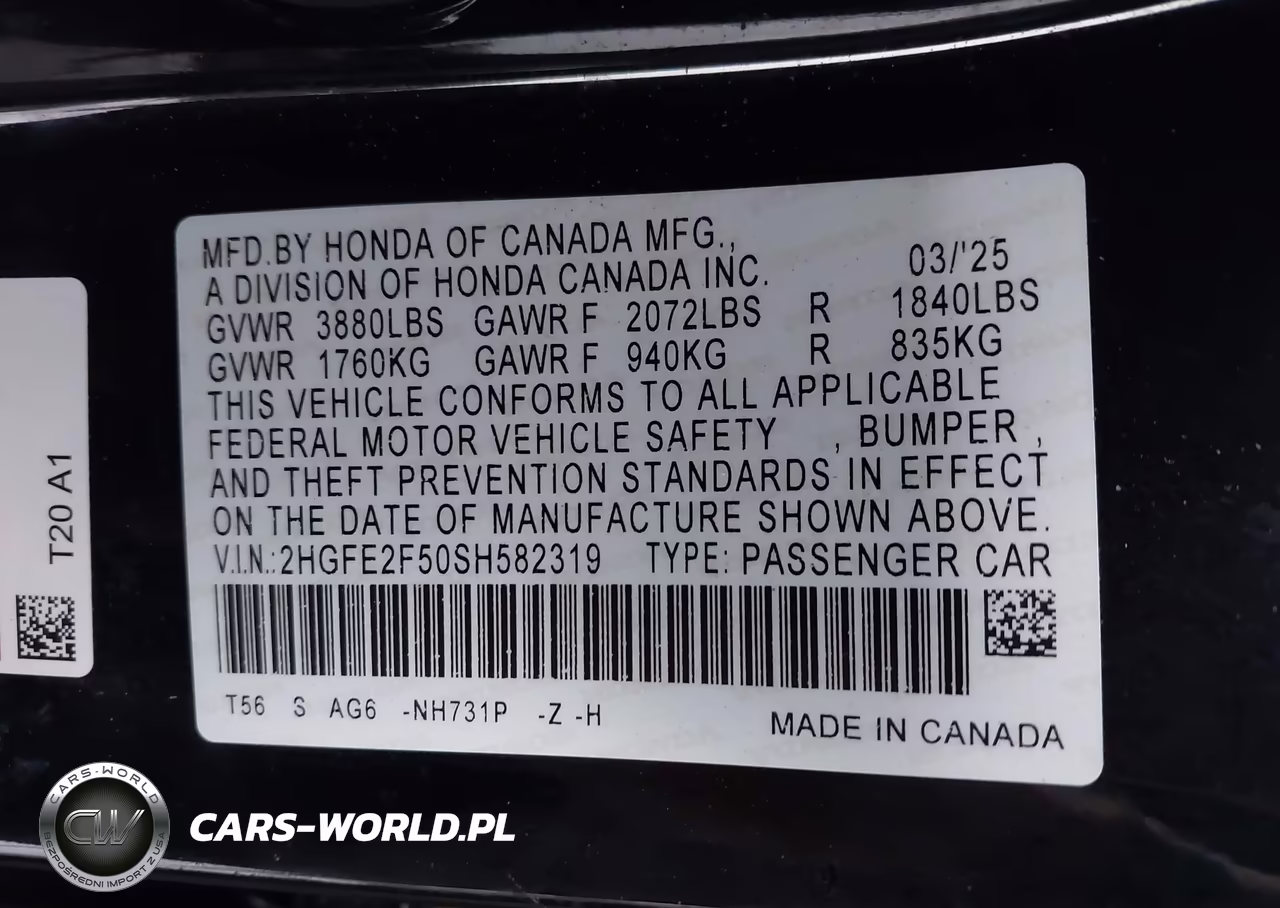 2025 Honda Civic Sport VIN:2HGFE2F50SH582319 - 7