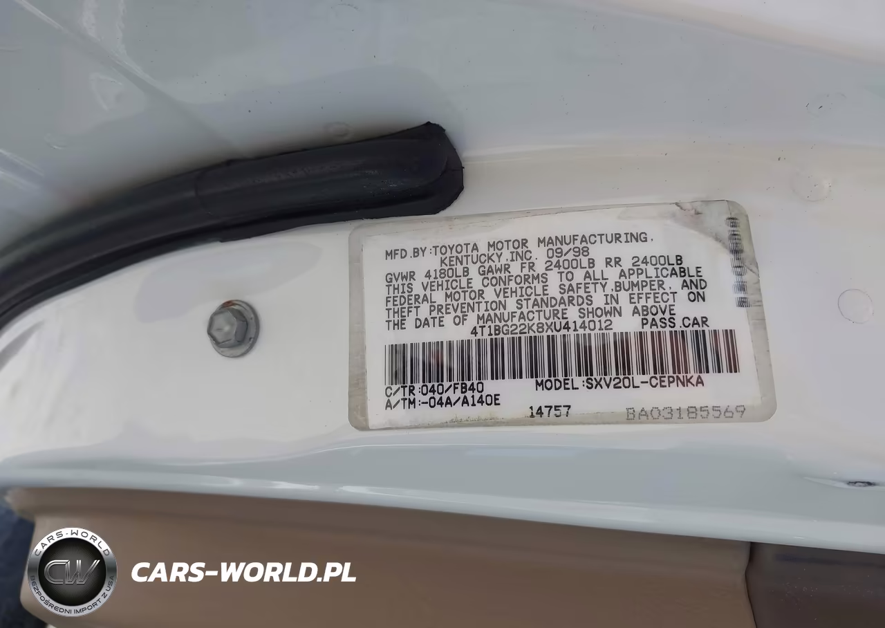 1999 Toyota Camry Le VIN:4T1BG22K8XU414012 - 9