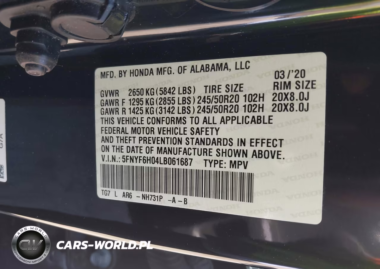 2020 Honda Pilot Awd Elite VIN:5FNYF6H04LB061687 - 9