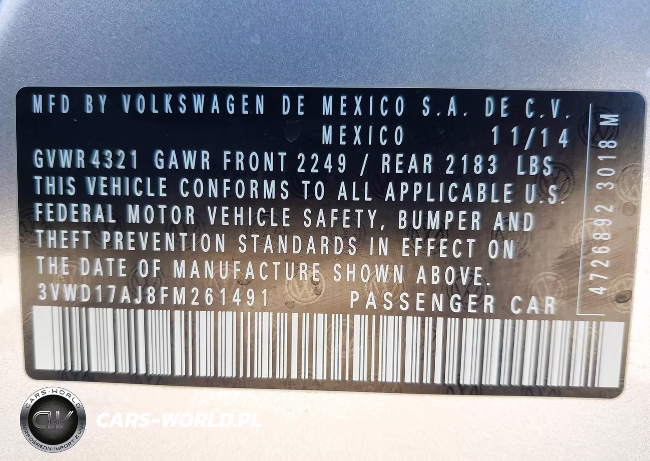2015 Volkswagen Jetta 1.8T Se VIN:3VWD17AJ8FM261491 - 9