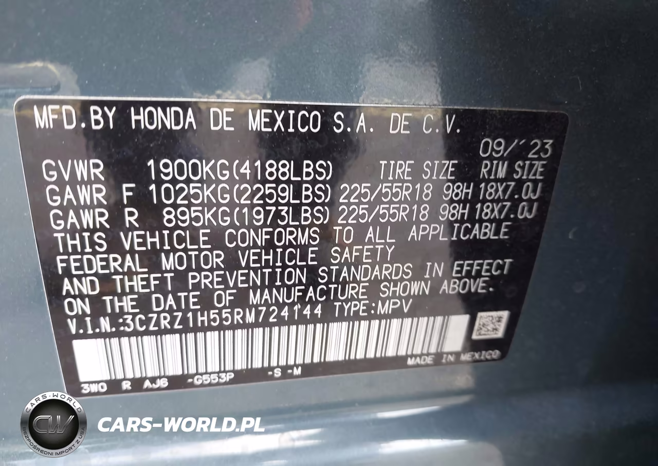 2024 Honda Hr-V 2Wd Sport-2Wd Sport W-O Bsi VIN:3CZRZ1H55RM724144 - 9