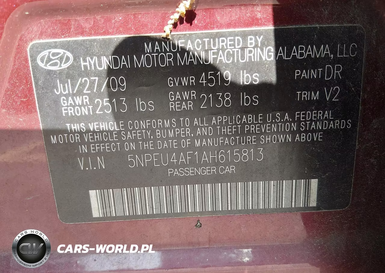 2010 Hyundai Sonata Limited V6 VIN:5NPEU4AF1AH615813 - 9