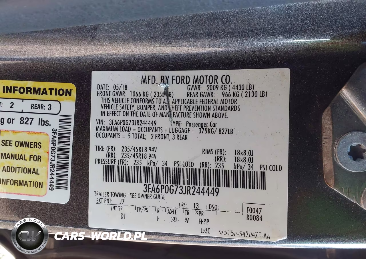 2018 Ford Fusion S VIN:3FA6P0G73JR244449 - 9