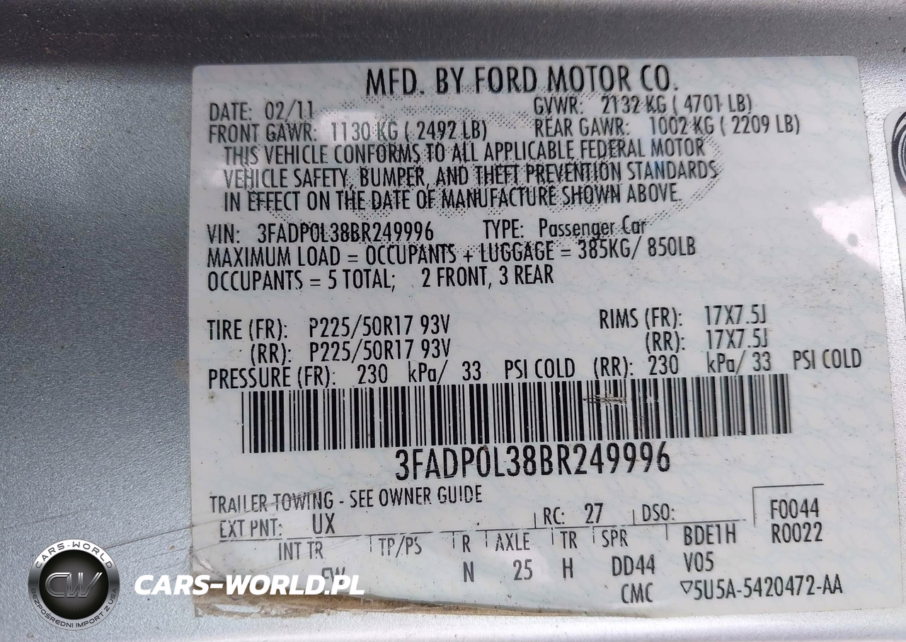 2011 FORD FUSION HYBRID VIN:3FADP0L38BR249996 - 9