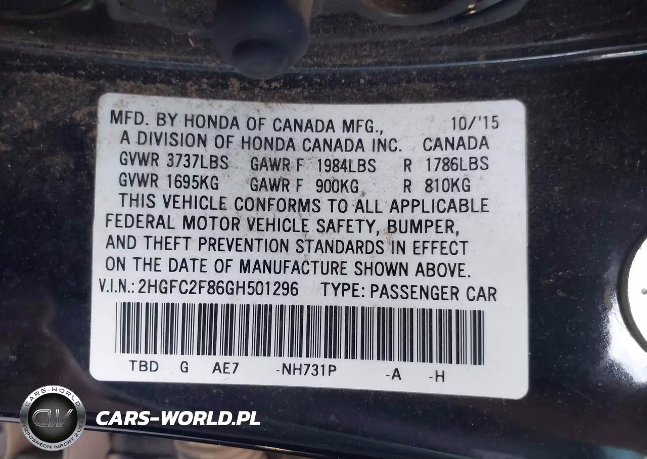 2016 Honda Civic Ex VIN:2HGFC2F86GH501296 - 9
