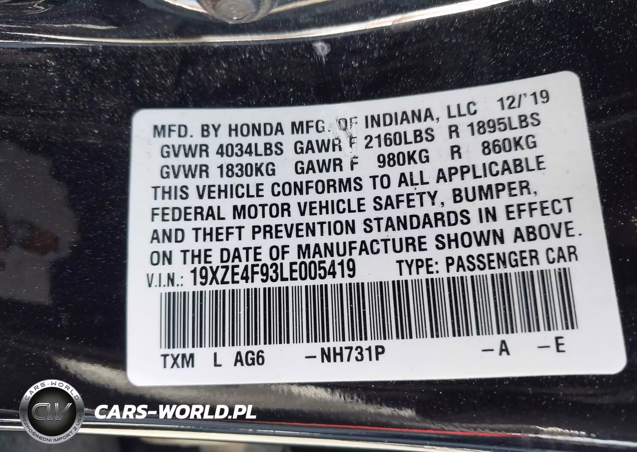 2020 Honda Insight Touring VIN:19XZE4F93LE005419 - 9