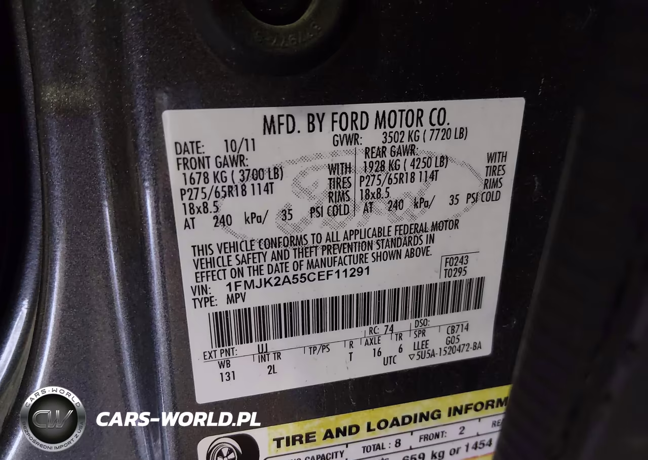 2012 Ford Expedition El Limited VIN:1FMJK2A55CEF11291 - 9