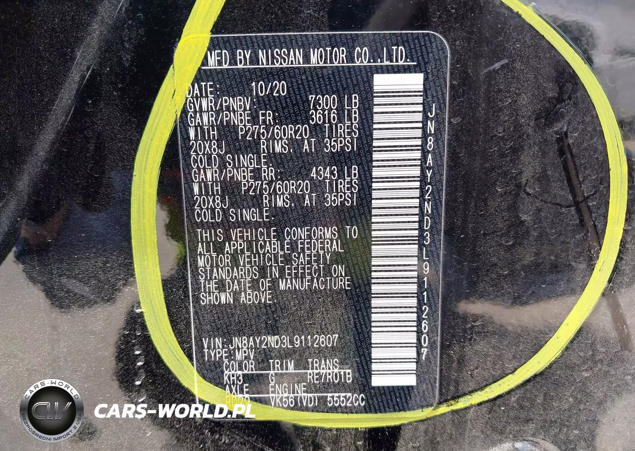 2020 Nissan Armada Sl 2Wd VIN:JN8AY2ND3L9112607 - 9