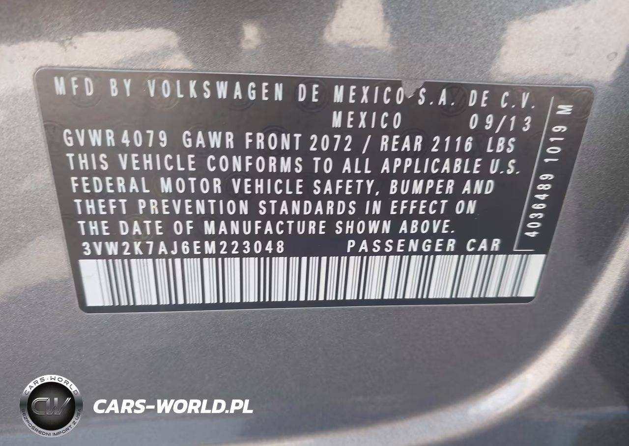 2014 Volkswagen Jetta 2.0L S VIN:3VW2K7AJ6EM223048 - 9
