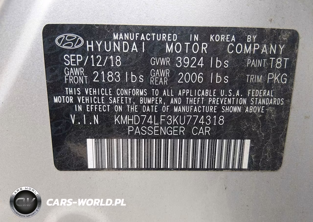 2019 Hyundai Elantra Se VIN:KMHD74LF3KU774318 - 9