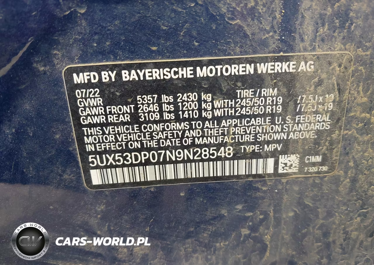 2022 BMW X3 xDrive30I VIN:5UX53DP07N9N28548 - 9