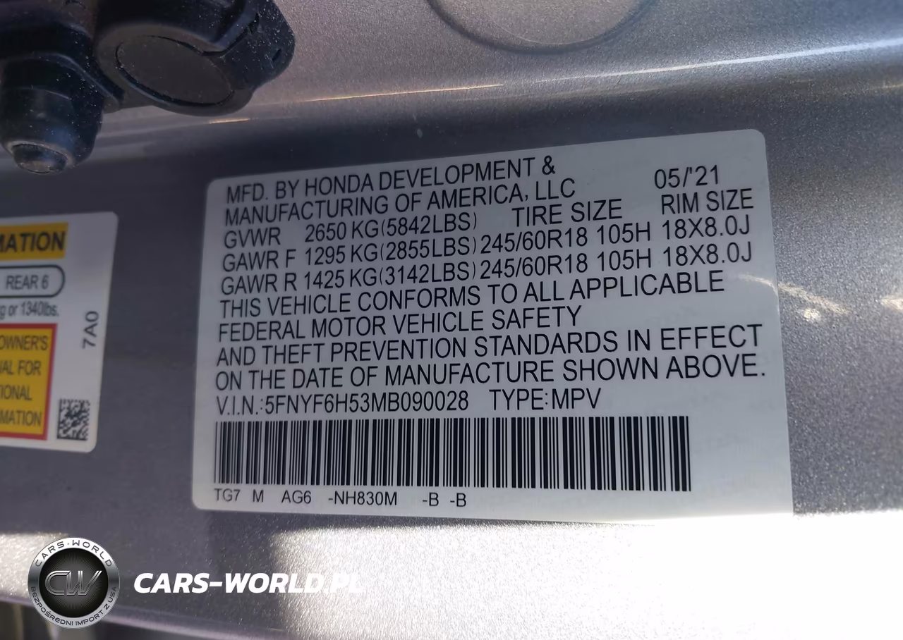 2021 Honda Pilot Awd Ex-L VIN:5FNYF6H53MB090028 - 9