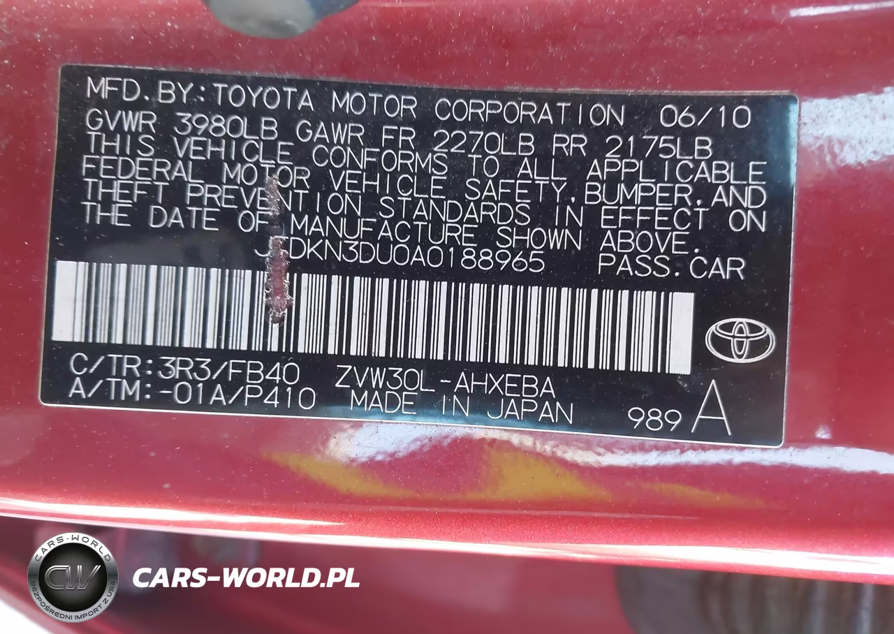 2010 Toyota Prius VIN:JTDKN3DU0A0188965 - 9