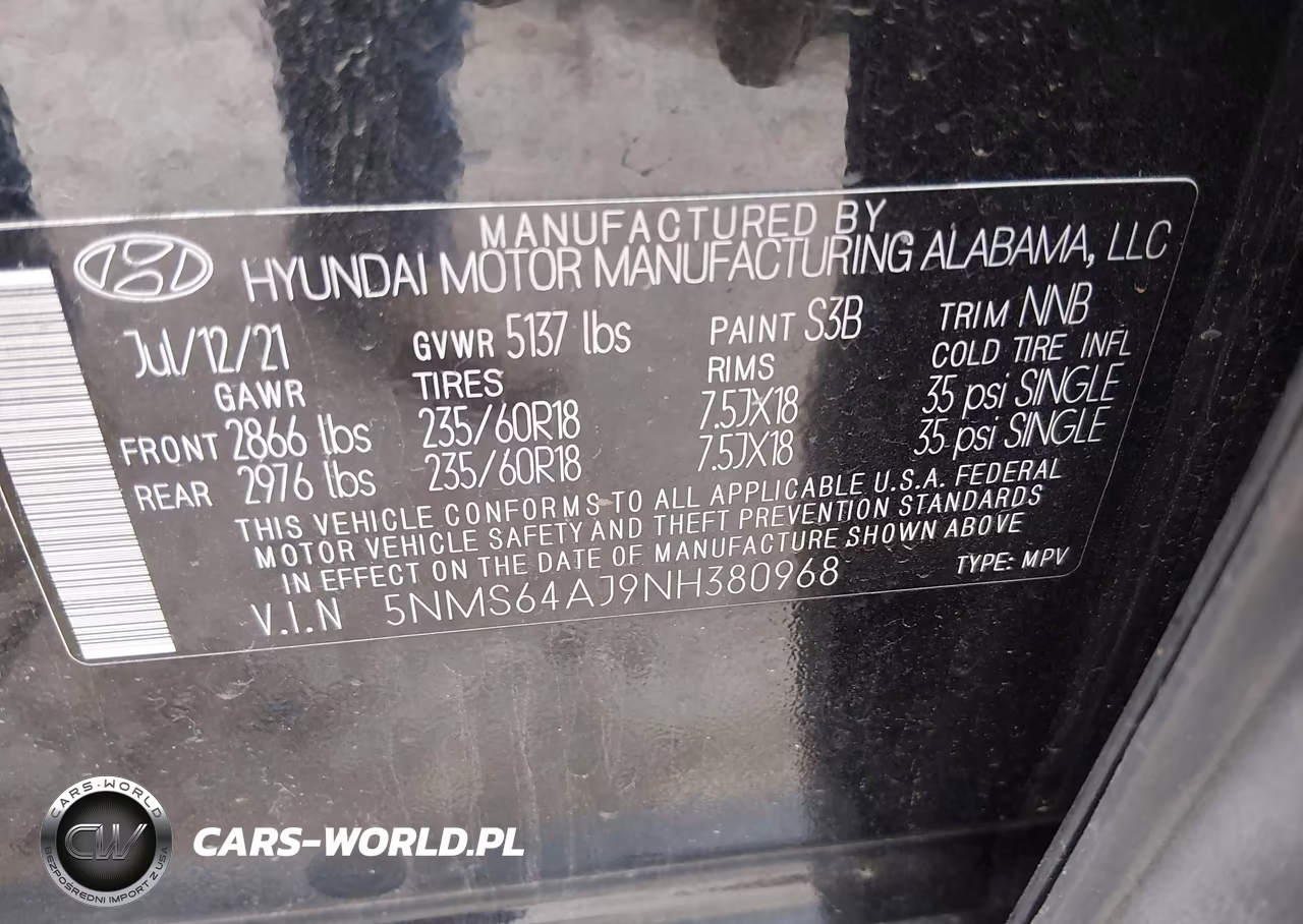 2022 Hyundai Santa Fe Xrt VIN:5NMS64AJ9NH380968 - 9