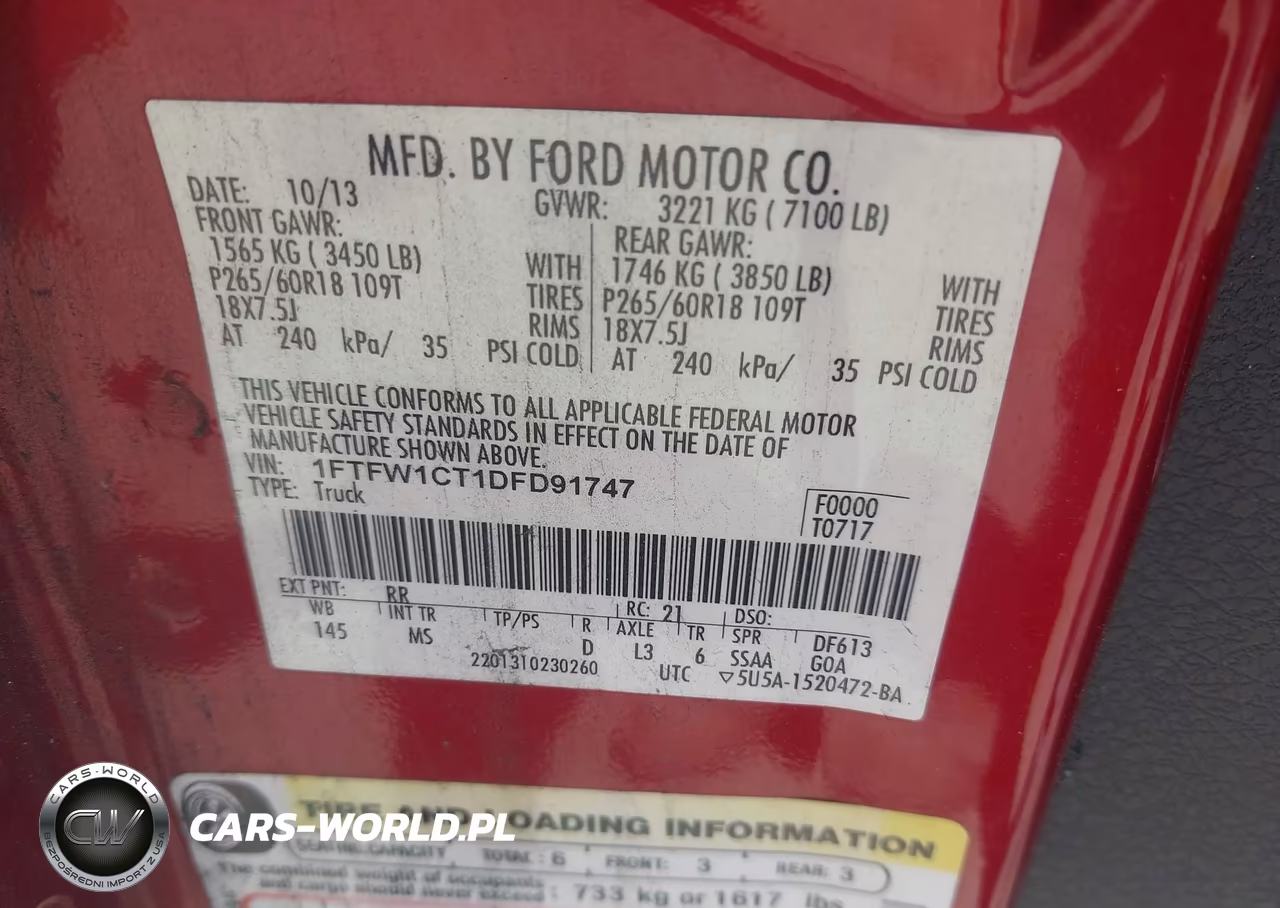 2013 Ford F-150 Xlt VIN:1FTFW1CT1DFD91747 - 9