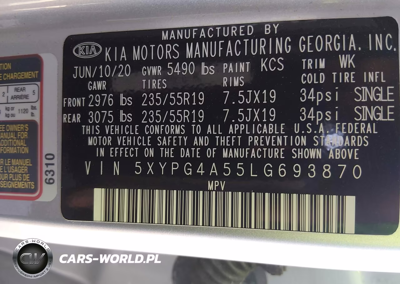2020 Kia Sorento 3.3L S VIN:5XYPG4A55LG693870 - 9
