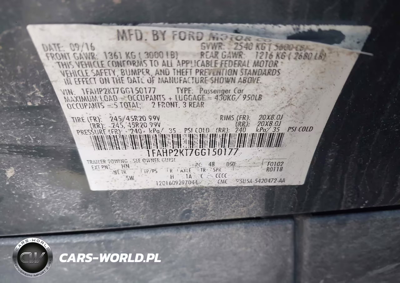 2016 Ford Taurus Sho VIN:1FAHP2KT7GG150177 - 9
