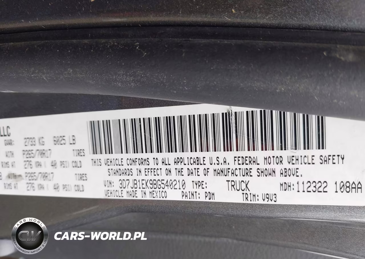 2011 Ram Ram 1500 St VIN:3D7JB1EK9BG540210 - 9
