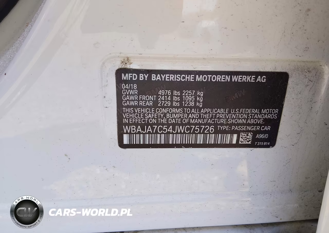 2018 BMW 530I xDrive VIN:WBAJA7C54JWC75726 - 9