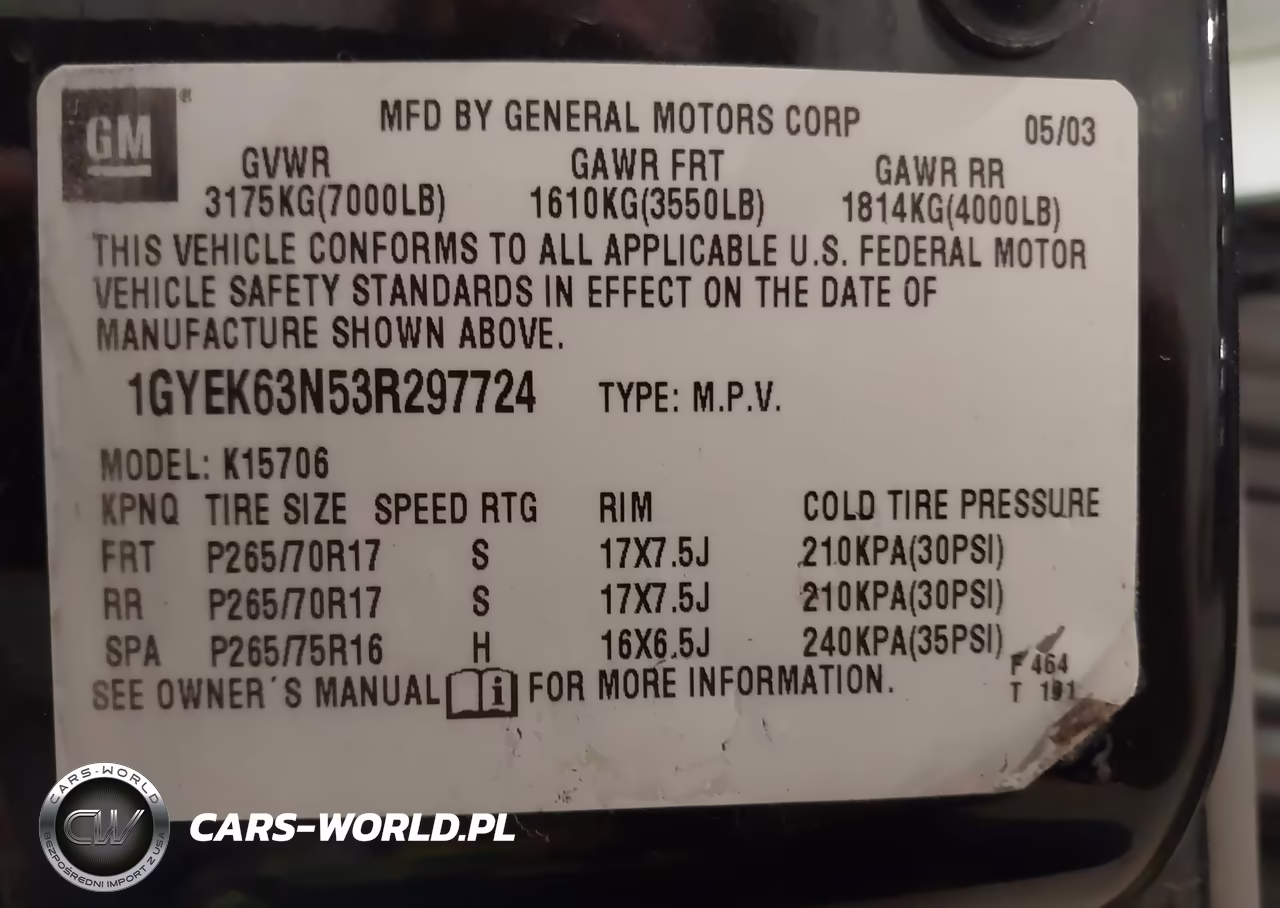 2003 Cadillac Escalade Standard VIN:1GYEK63N53R297724 - 9