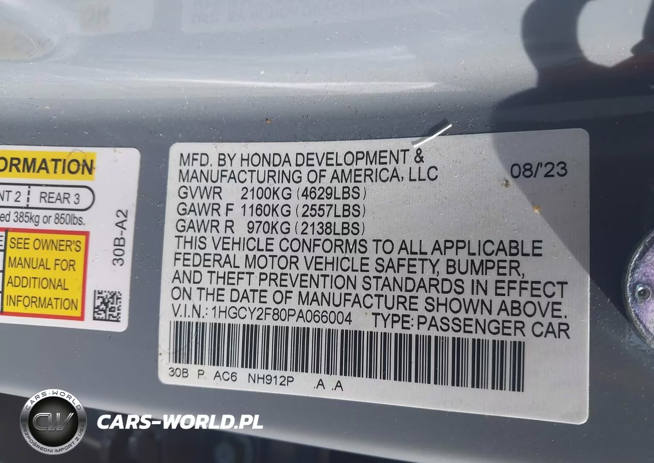 2023 Honda Accord Hybrid Touring VIN:1HGCY2F80PA066004 - 9