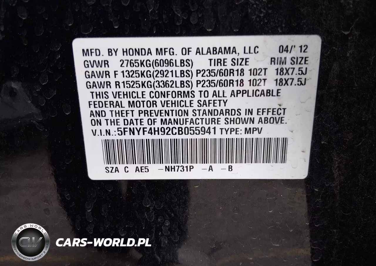 2012 Honda Pilot Touring VIN:5FNYF4H92CB055941 - 9