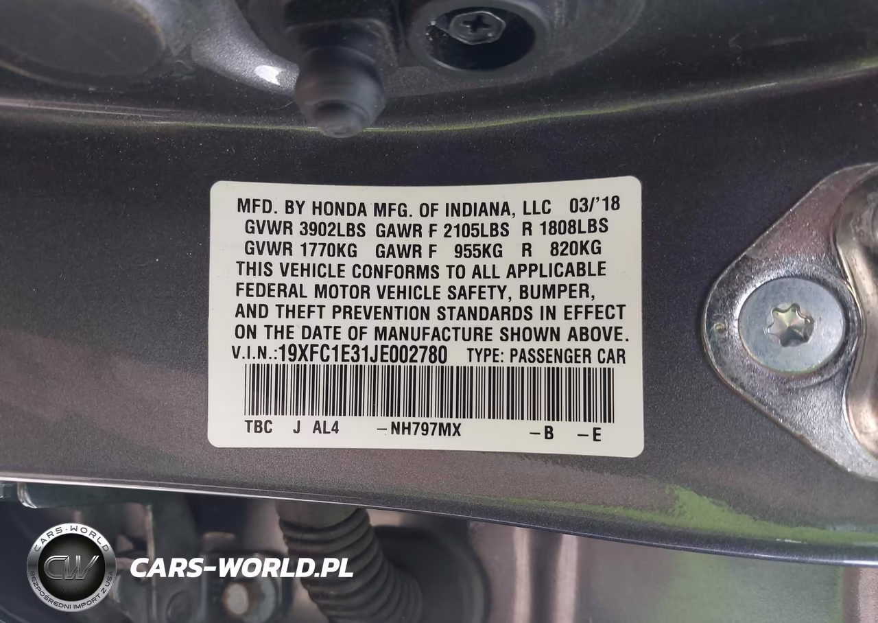 2018 Honda Civic Ex-T VIN:19XFC1E31JE002780 - 9
