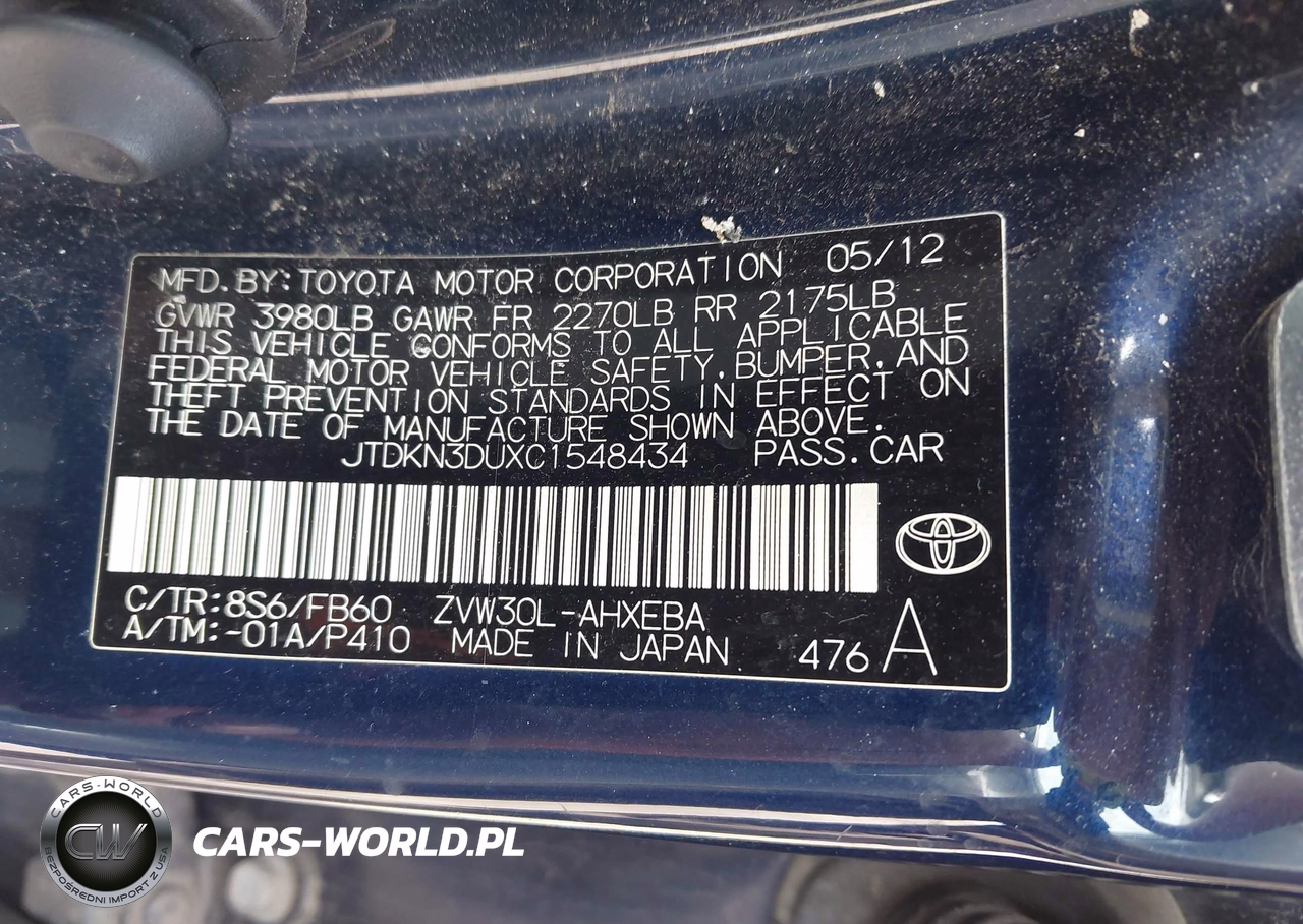 2012 Toyota Prius Two VIN:JTDKN3DUXC1548434 - 9