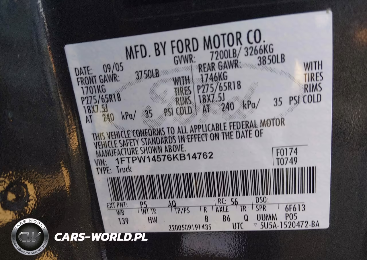 2006 Ford F-150 Fx4-Lariat-Xlt VIN:1FTPW14576KB14762 - 9