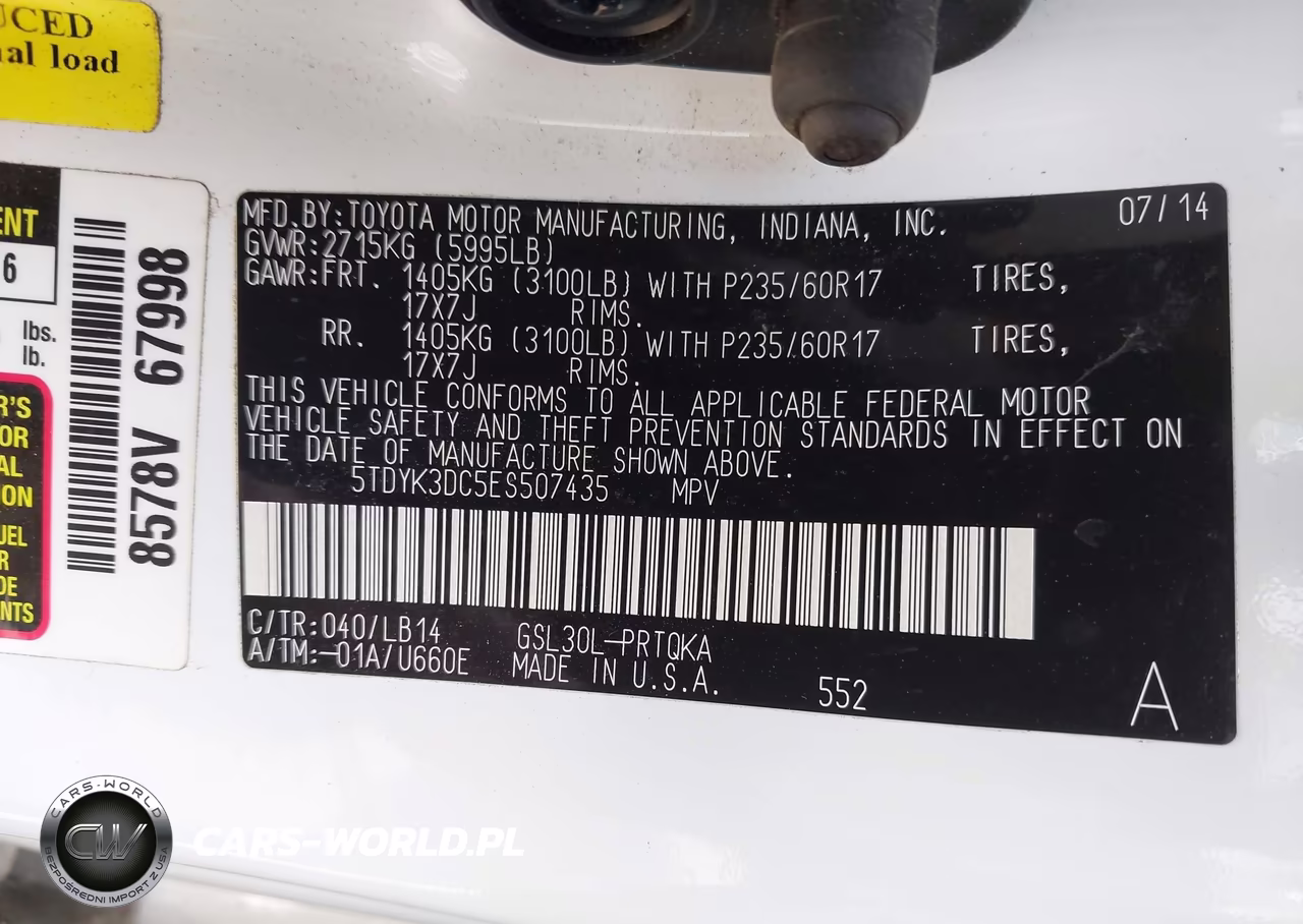 2014 Toyota Sienna Xle V6 8 Passenger VIN:5TDYK3DC5ES507435 - 9