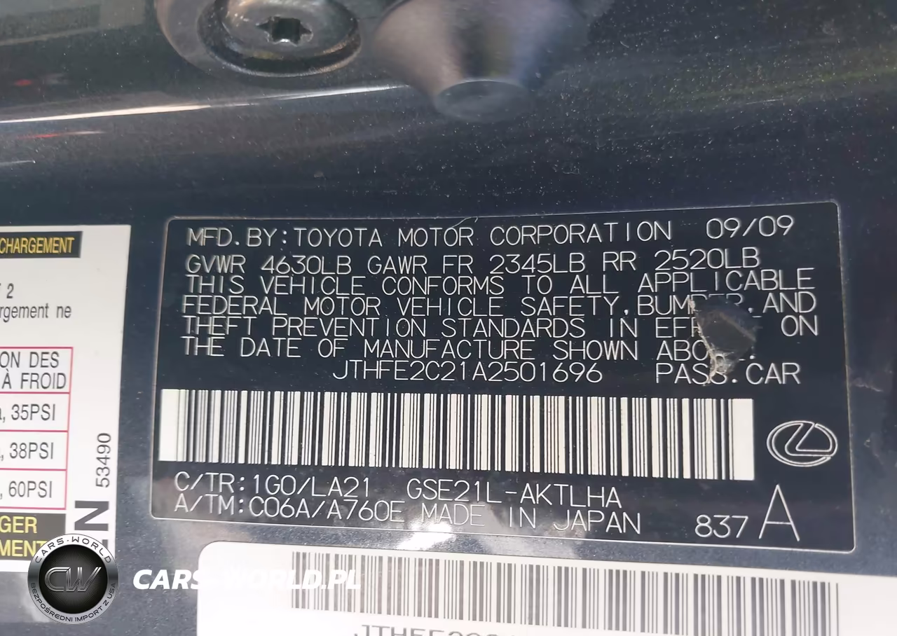 2010 Lexus Is 350C VIN:JTHFE2C21A2501696 - 9