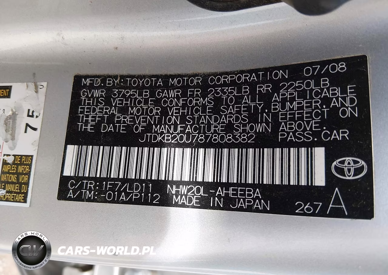 2008 Toyota Prius VIN:JTDKB20U787808382 - 9