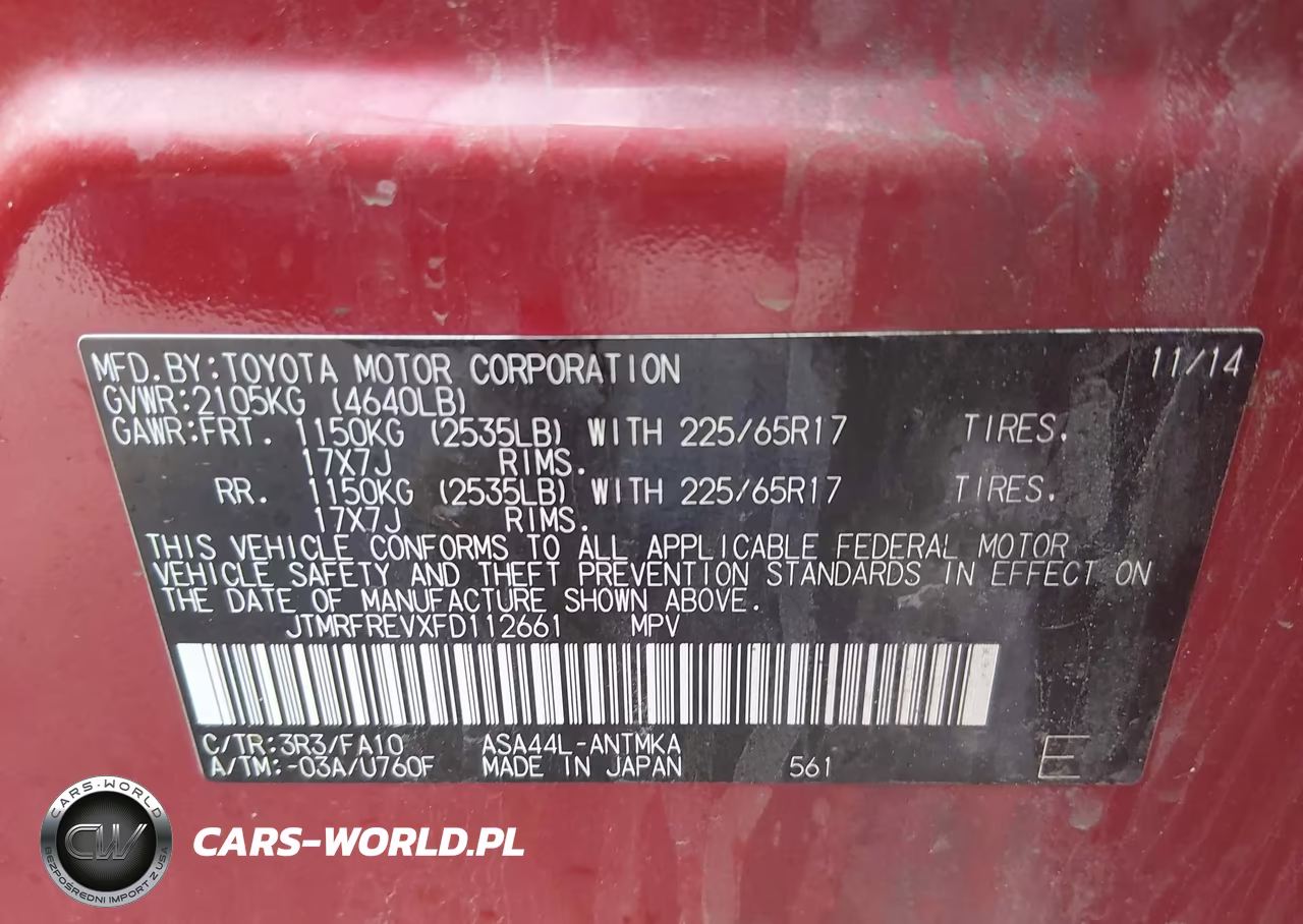 2015 Toyota Rav4 Xle VIN:JTMRFREVXFD112661 - 9
