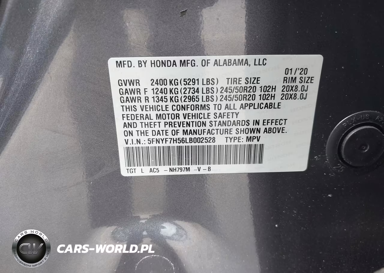 2020 Honda Passport 2Wd Ex-L VIN:5FNYF7H56LB002528 - 9