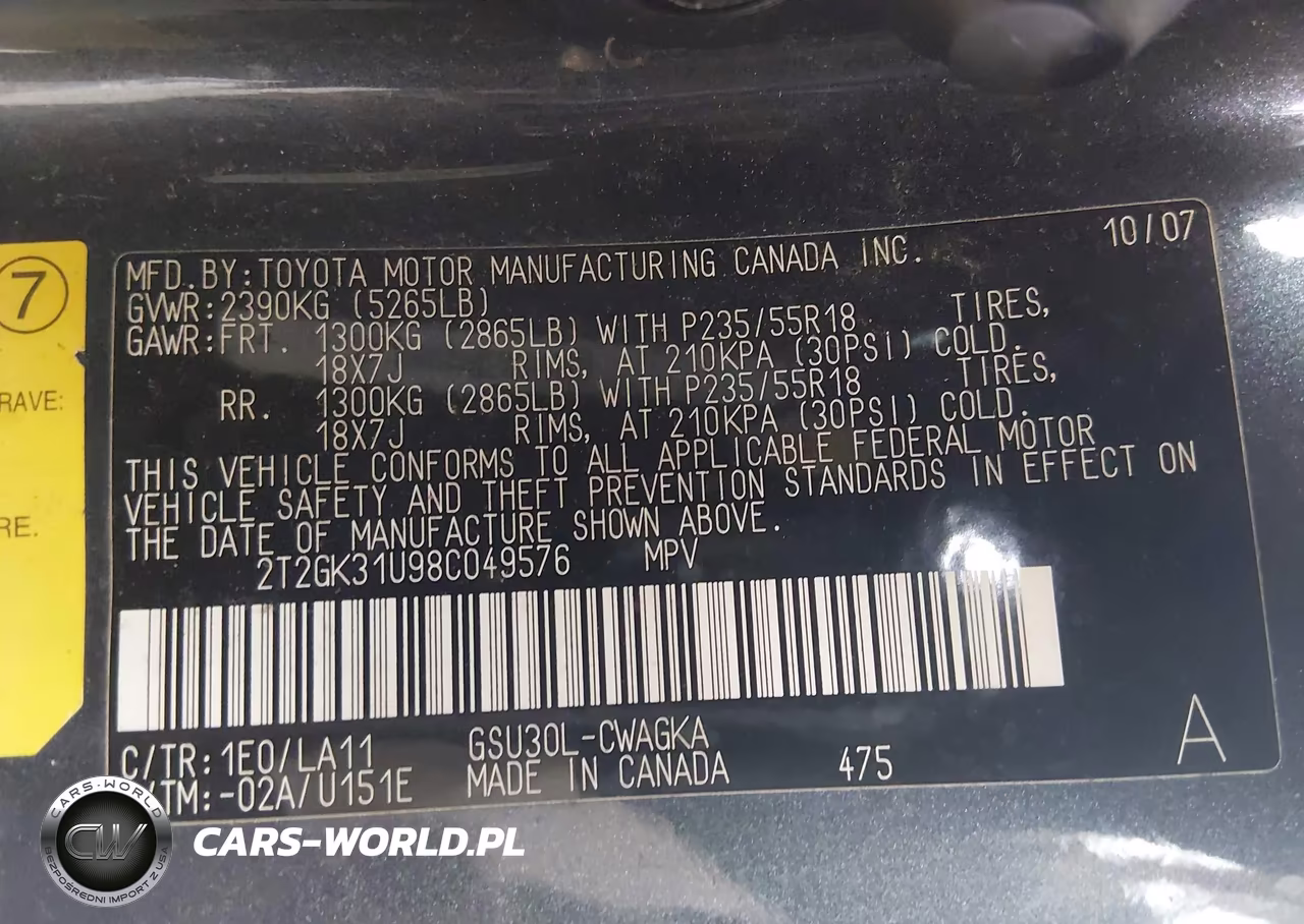 2008 Lexus Rx 350 VIN:2T2GK31U98C049576 - 9