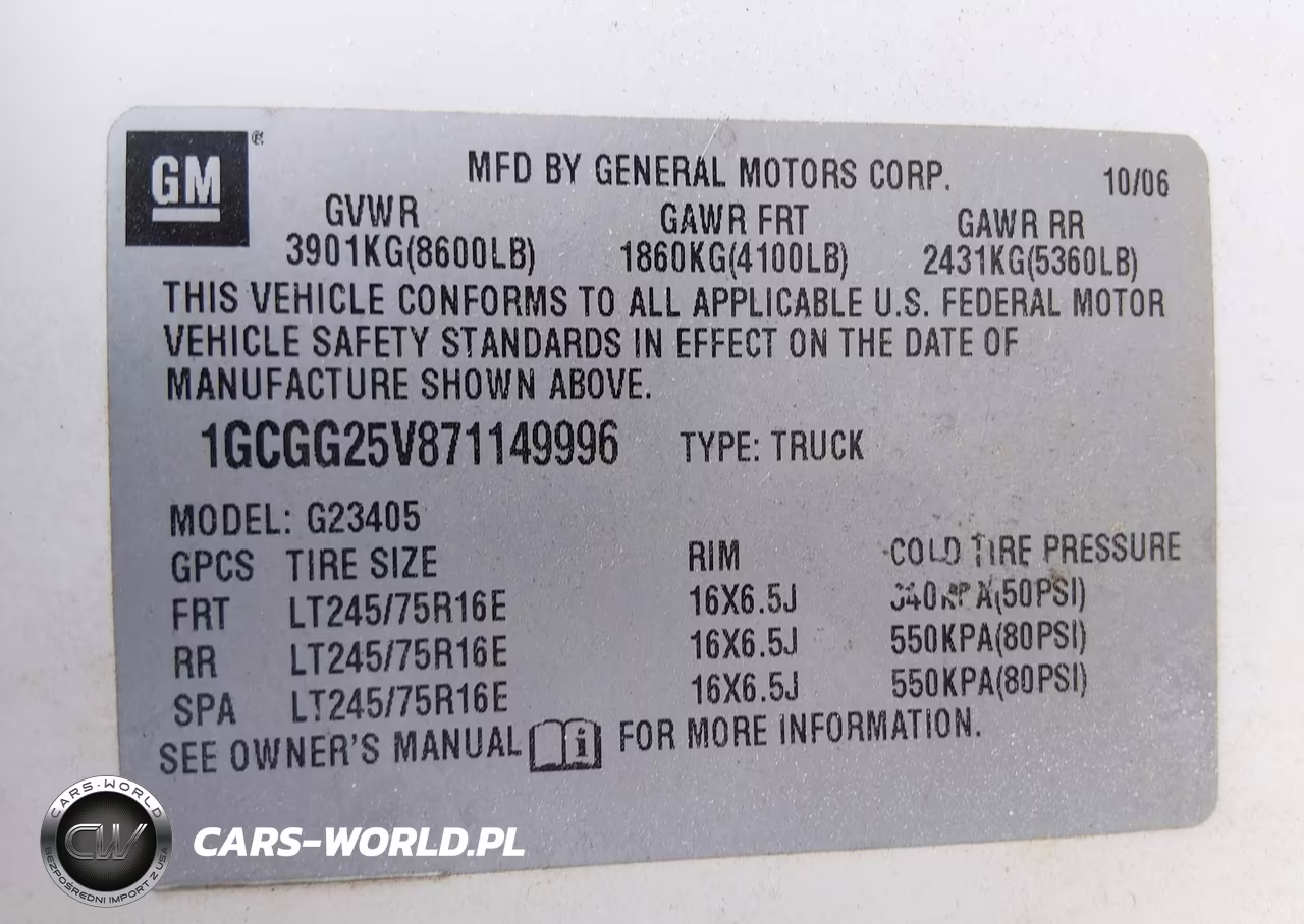 2007 Chevrolet Express Work Van VIN:1GCGG25V871149996 - 9