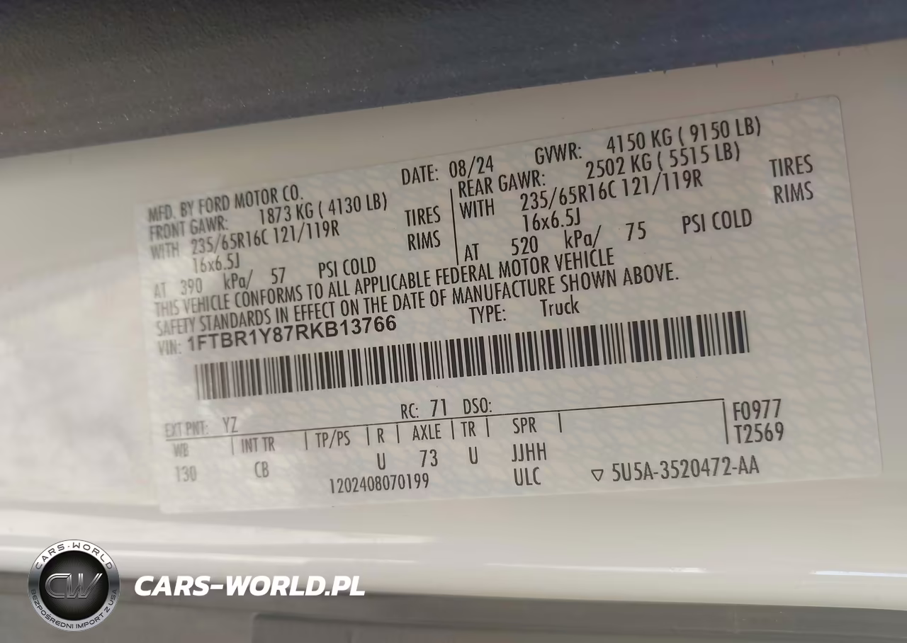 2024 Ford Transit-250 VIN:1FTBR1Y87RKB13766 - 8