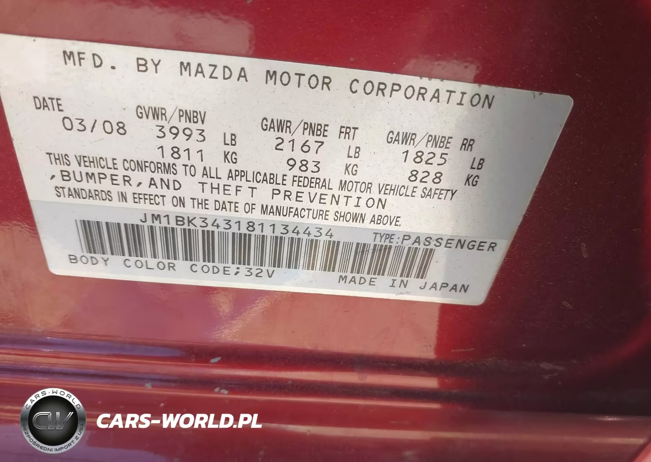 2008 Mazda Mazda3 S Grand Touring VIN:JM1BK343181134434 - 9