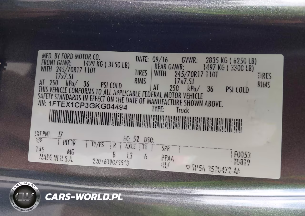 2016 Ford F-150 Xlt VIN:1FTEX1CP3GKG04494 - 9