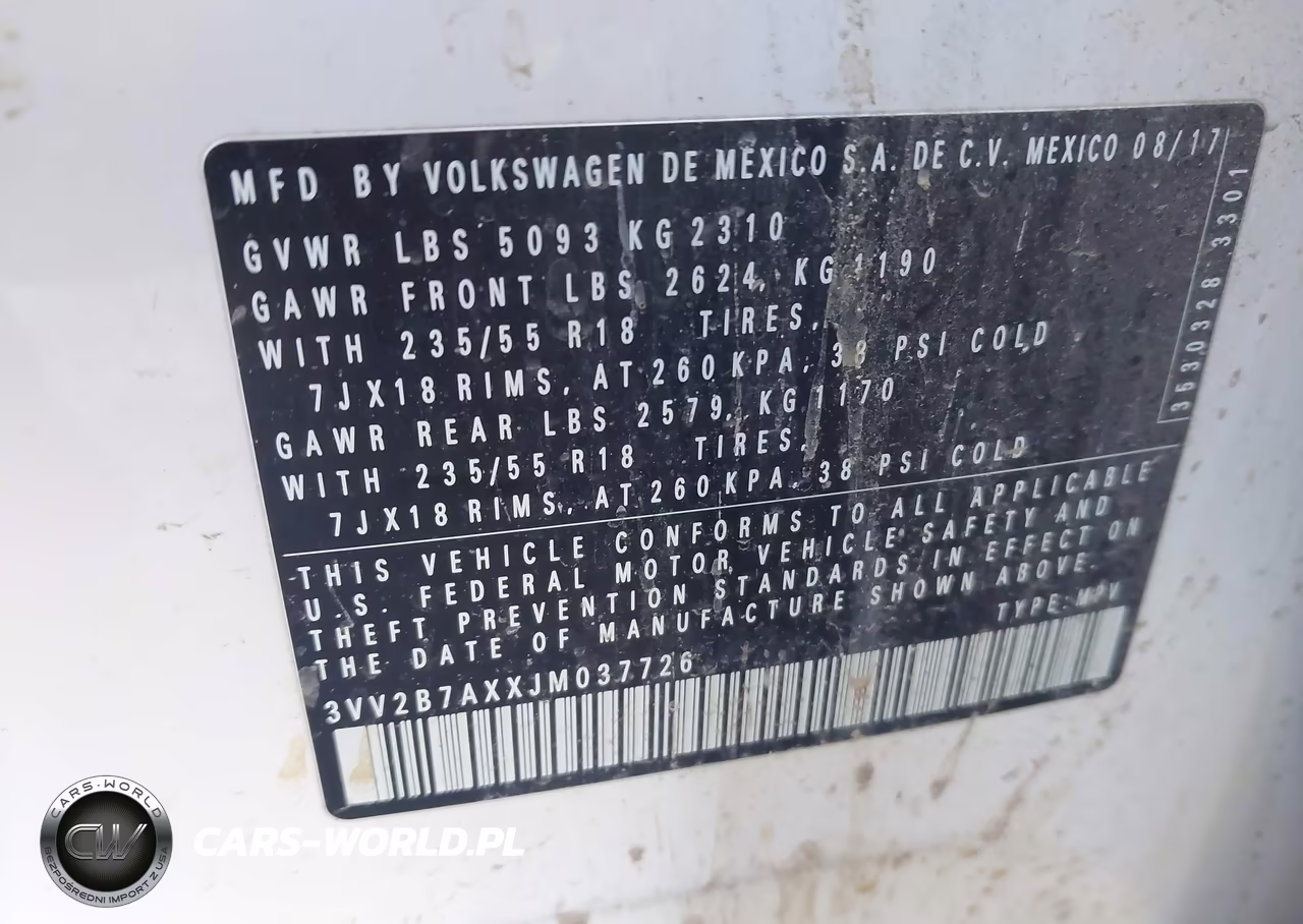 2018 Volkswagen Tiguan 2.0T Se-2.0T Sel VIN:3VV2B7AXXJM037726 - 9