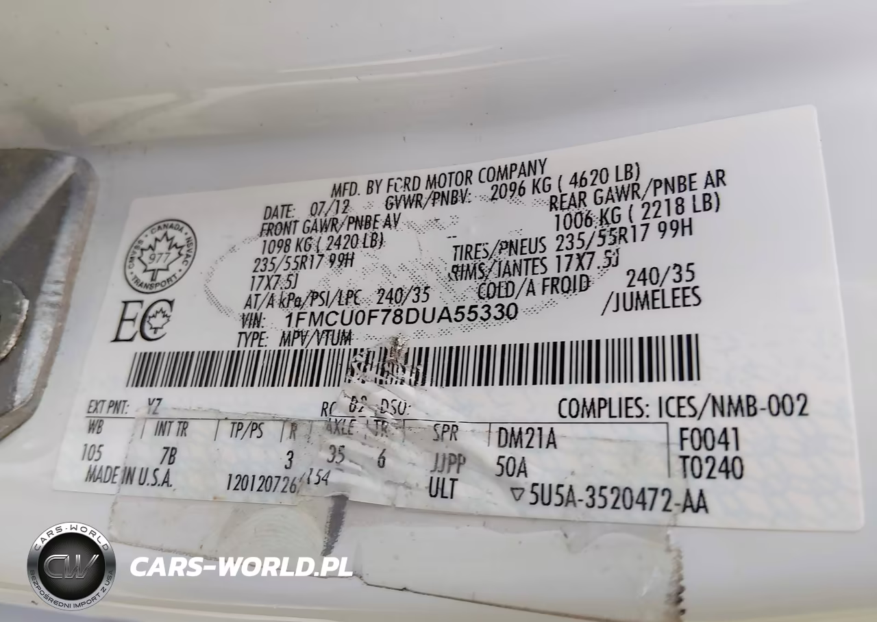 2013 Ford Escape S VIN:1FMCU0F78DUA55330 - 9