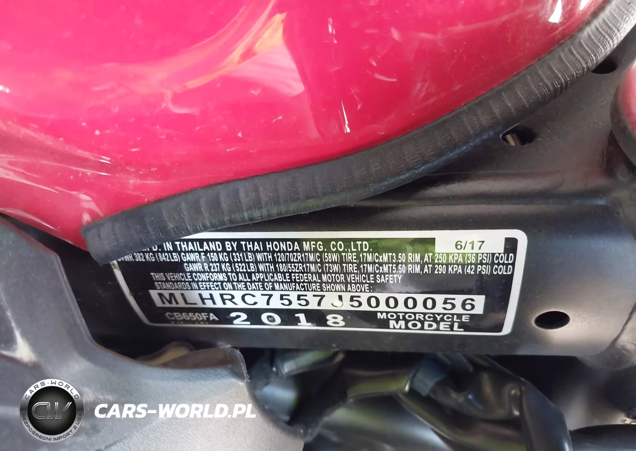 2018 Honda Cb650 Fa VIN:MLHRC7557J5000056 - 10
