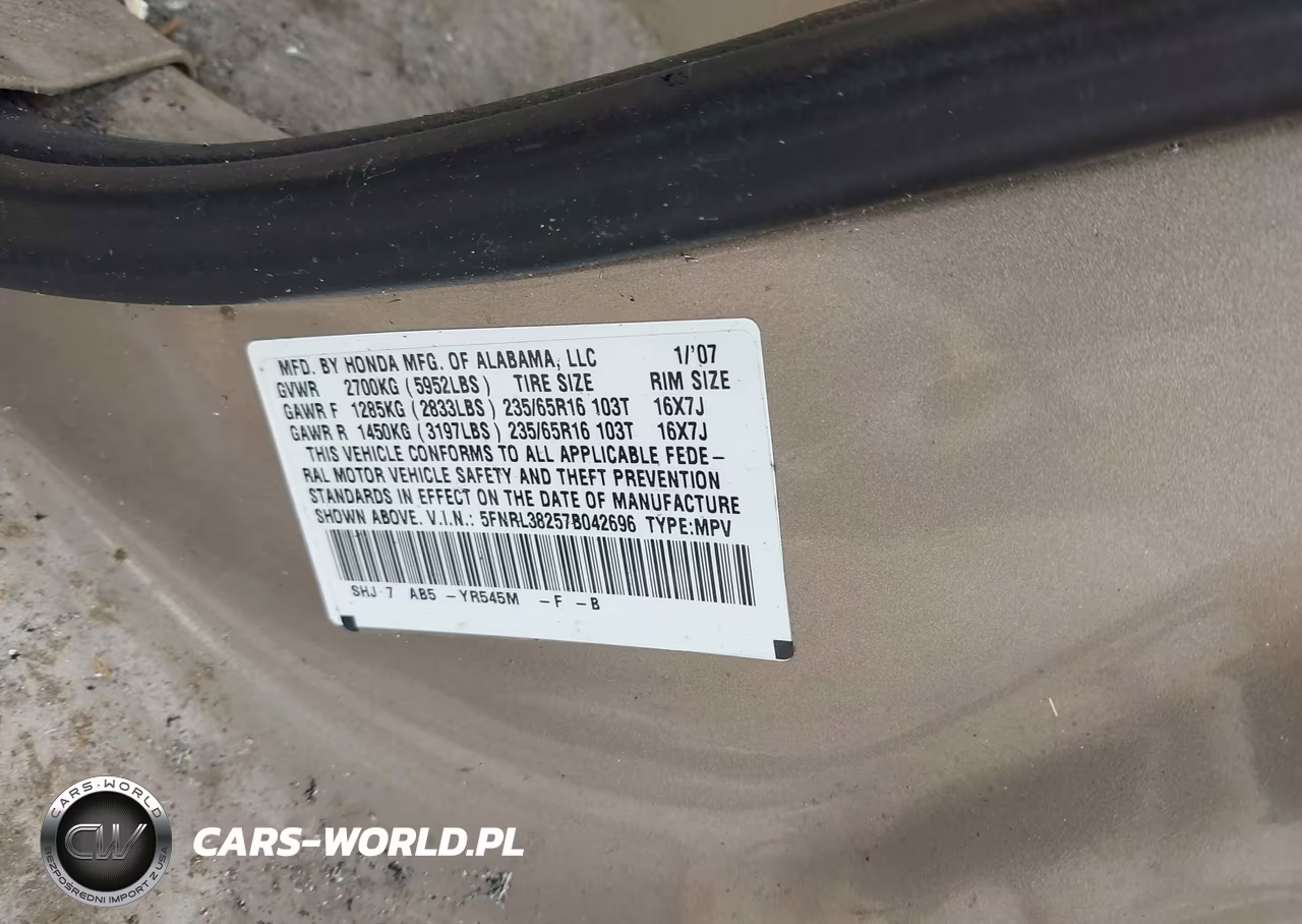 2007 Honda Odyssey Lx VIN:5FNRL38257B042696 - 9