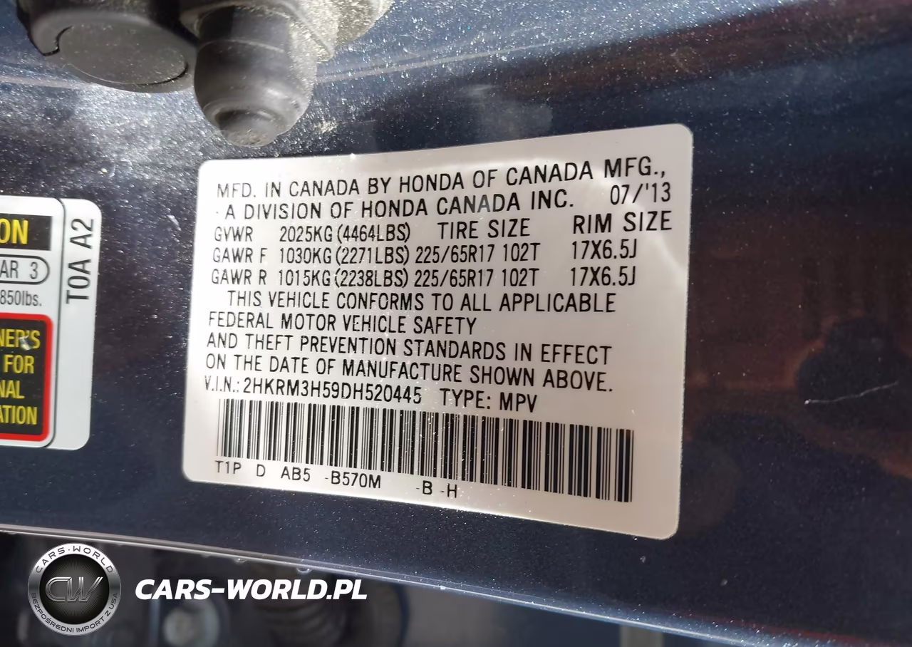2013 Honda Cr-V Ex VIN:2HKRM3H59DH520445 - 9