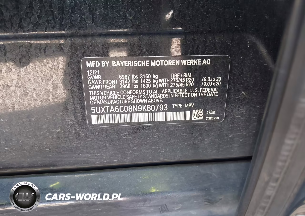 2022 BMW X5 Phev xDrive45E VIN:5UXTA6C08N9K80793 - 9