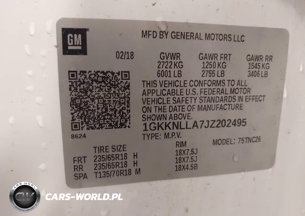 2018 GMC Acadia Sle-2 VIN:1GKKNLLA7JZ202495 - 9