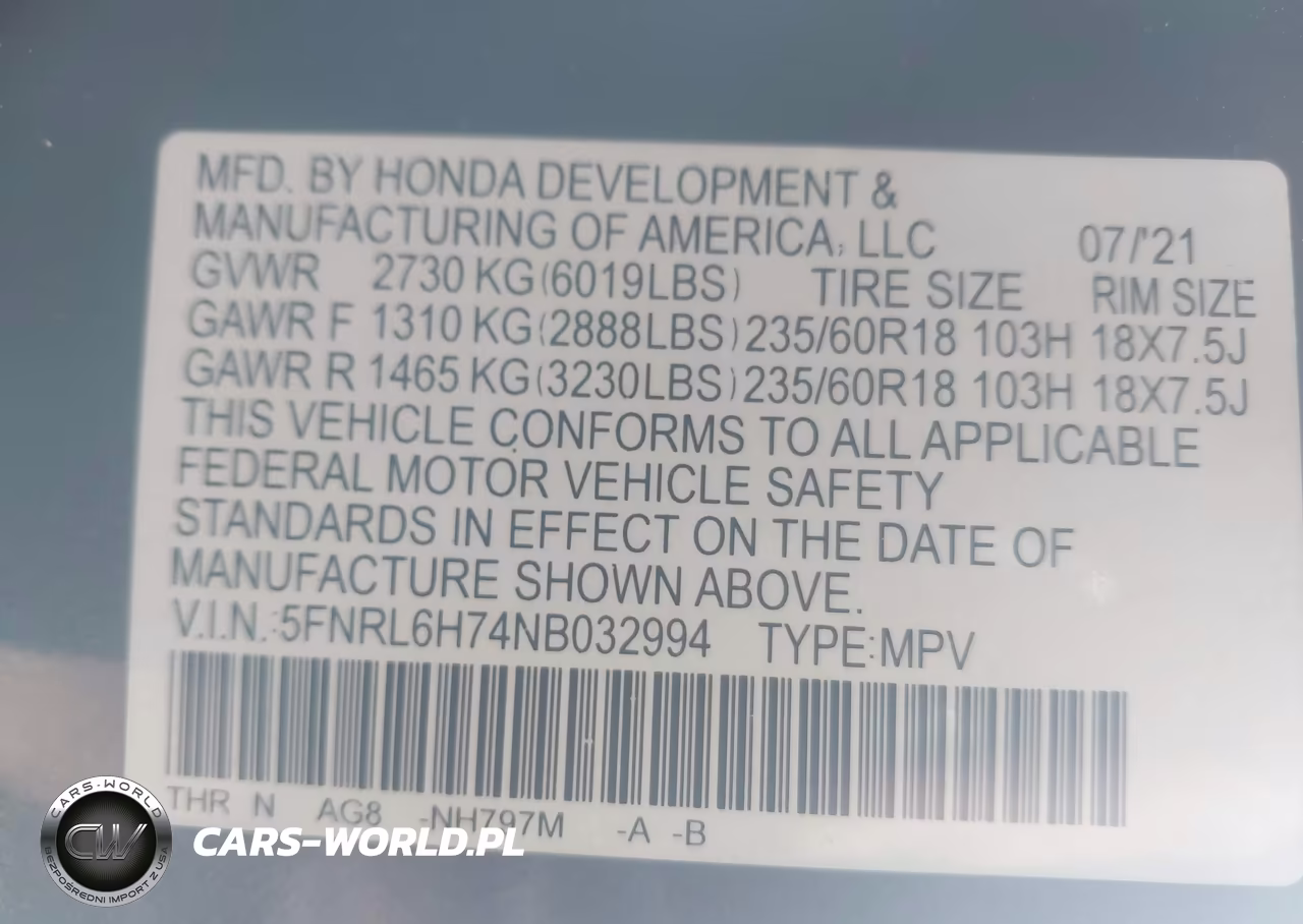 2022 Honda Odyssey Ex-L VIN:5FNRL6H74NB032994 - 9