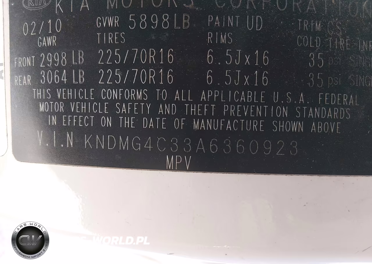 2010 Kia Sedona Lx VIN:KNDMG4C33A6360923 - 9