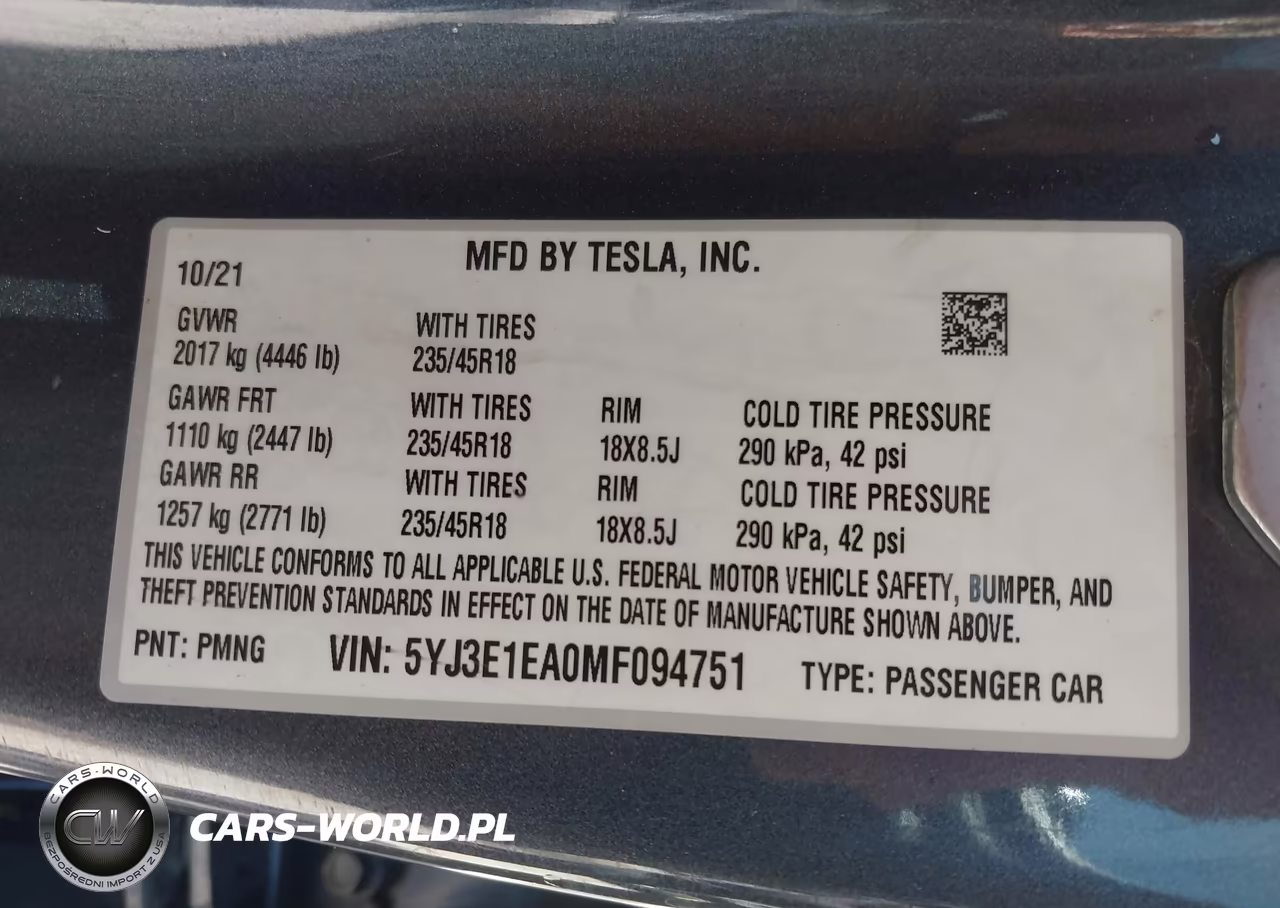 2021 Tesla Model 3 Standard Range Plus Rear-Wheel Drive VIN:5YJ3E1EA0MF094751 - 9